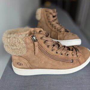 Women's UGG Olive High-Top Sneaker Nubuck Sheepskin Zip - Size 7.5